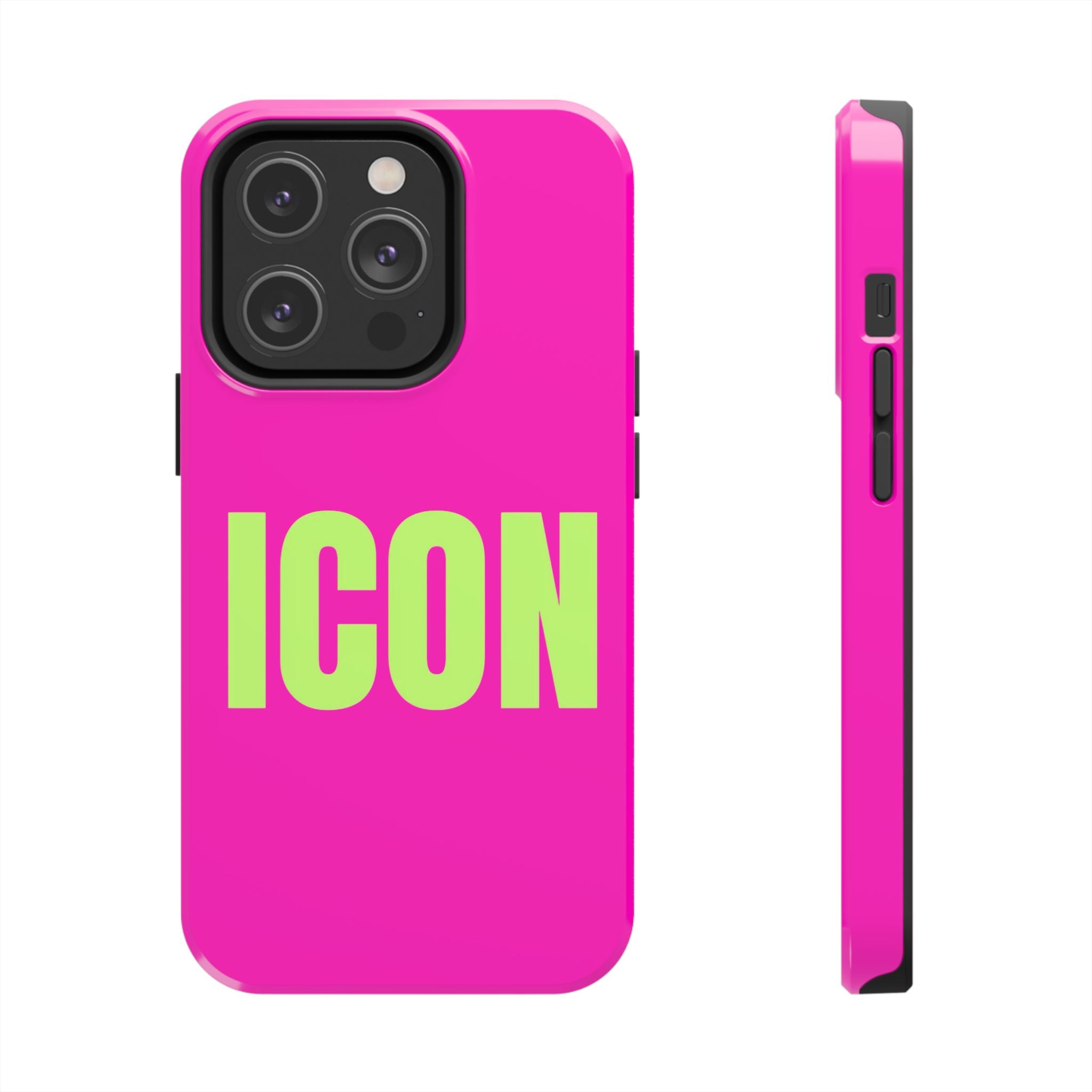 ICON Tough Phone Case — Neon Pink & Lime Bold Text Protective Case