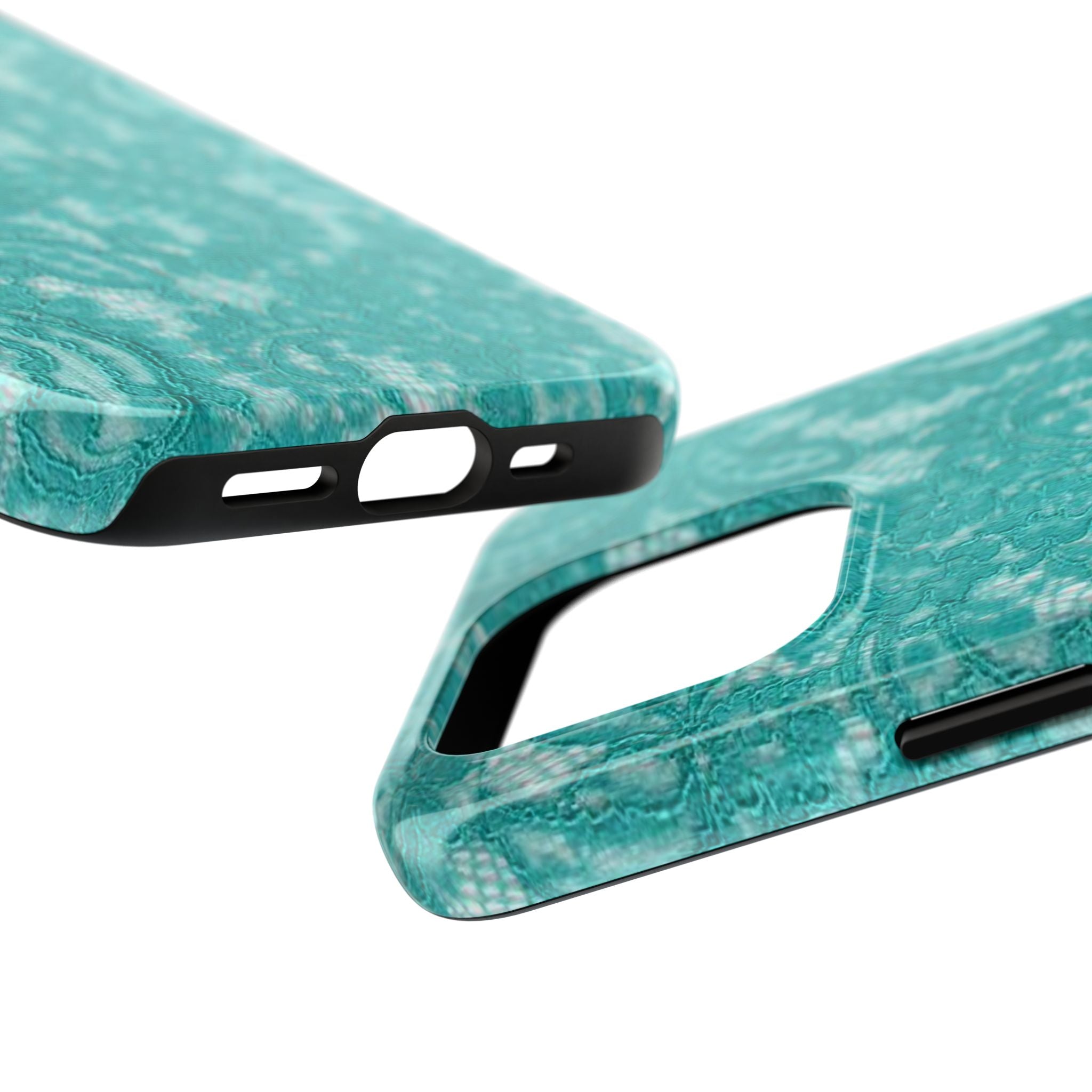 Teal Lace Tough Phone Case — Protective Floral-Pattern Phone Cover
