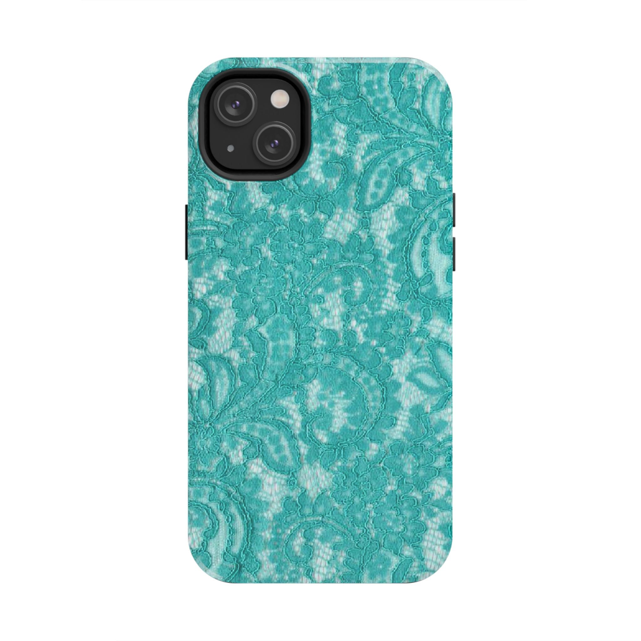 Teal Lace Tough Phone Case — Protective Floral-Pattern Phone Cover