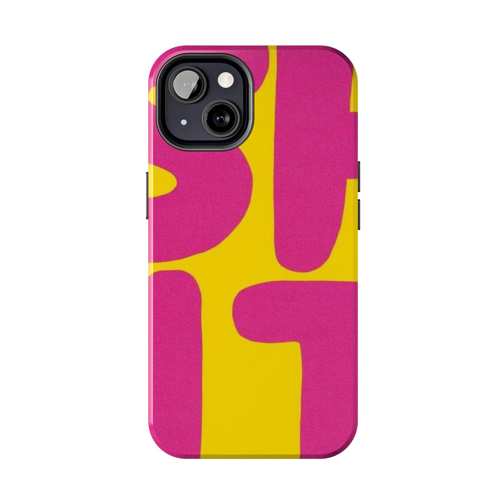 SHIT Retro Abstract Tough Phone Case — Pink & Yellow Pop Art Design