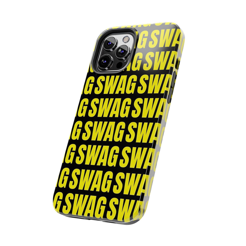 SWAG Pattern Tough Phone Case — Bold Yellow Text Protective Cover