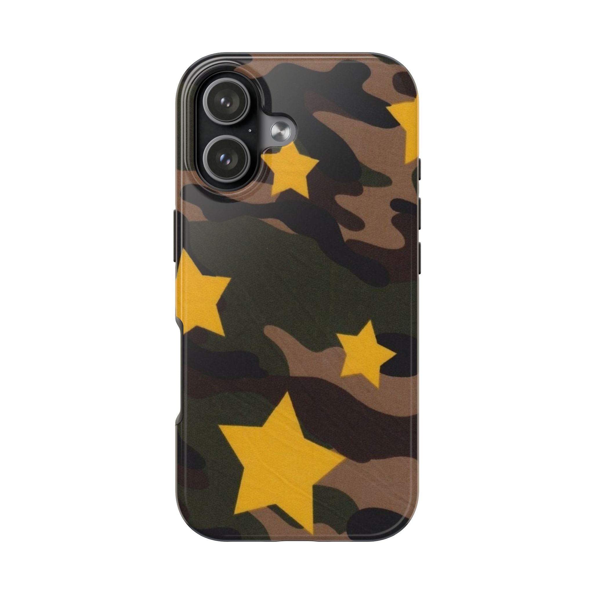 Camouflage Star Tough Phone Case — Military Camo Phone Cover with Yellow Stars