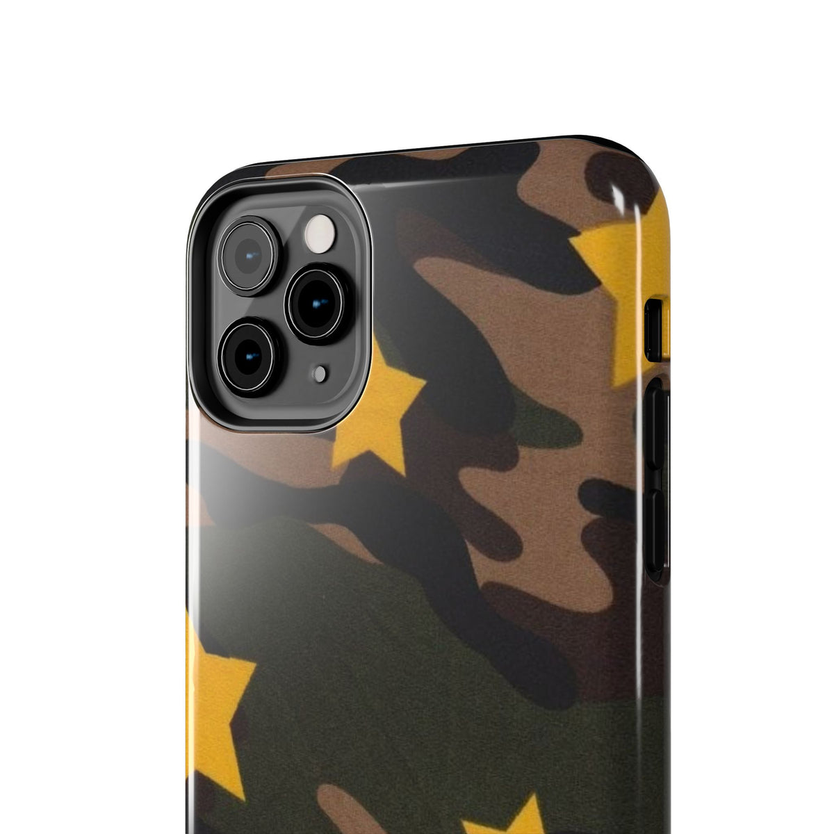Camouflage Star Tough Phone Case — Military Camo Phone Cover with Yellow Stars
