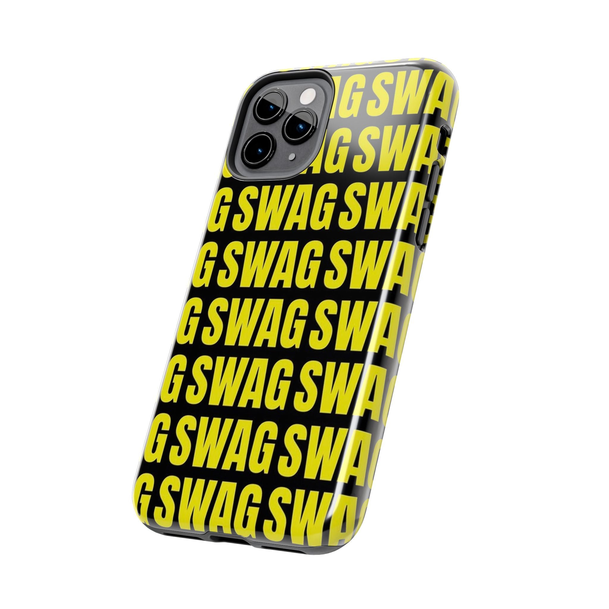 SWAG Pattern Tough Phone Case — Bold Yellow Text Protective Cover