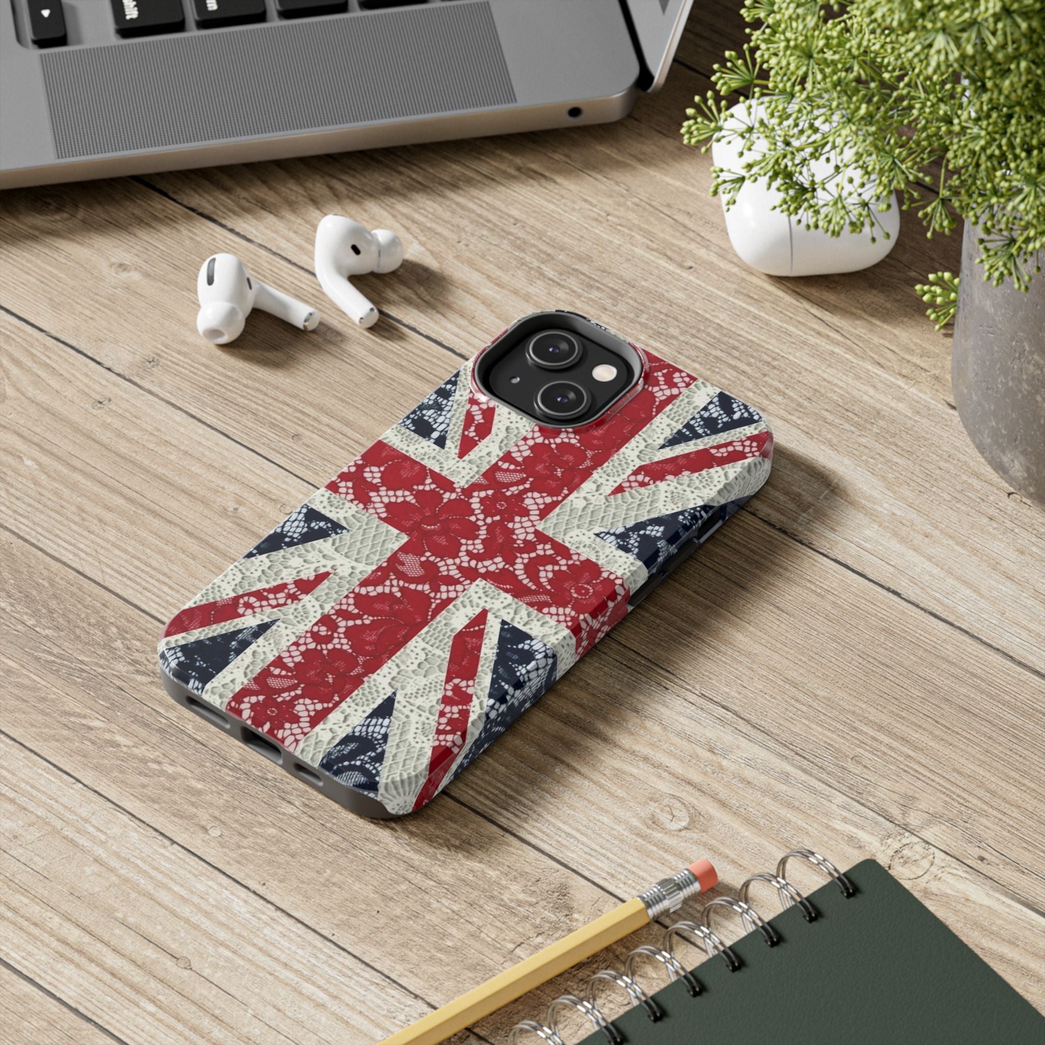 Union Jack Lace Tough Phone Case — British Flag Protective Phone Case