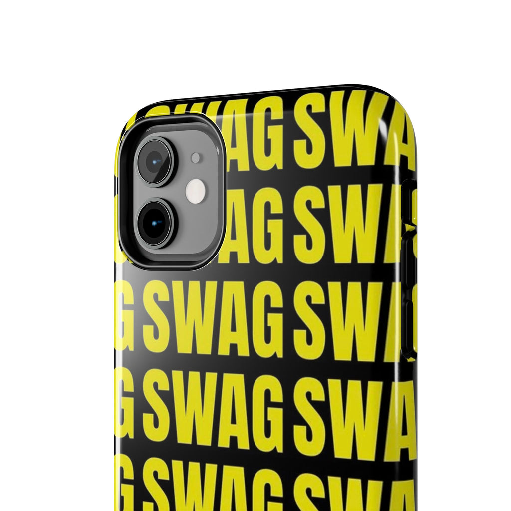 SWAG Pattern Tough Phone Case — Bold Yellow Text Protective Cover