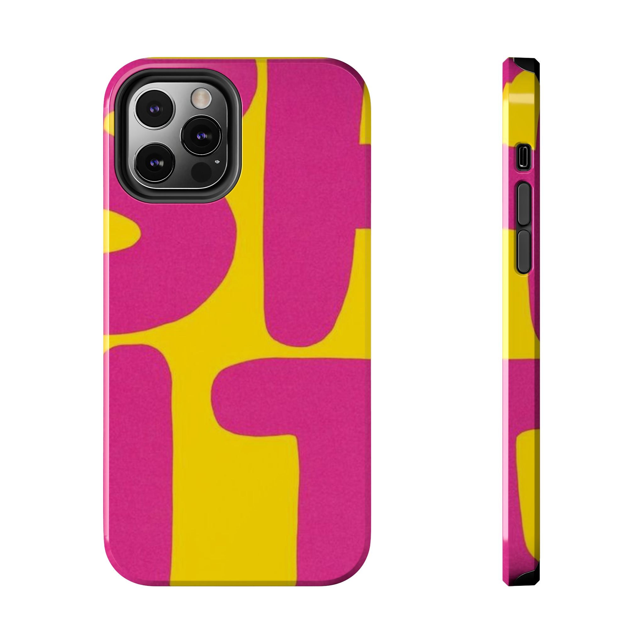SHIT Retro Abstract Tough Phone Case — Pink & Yellow Pop Art Design