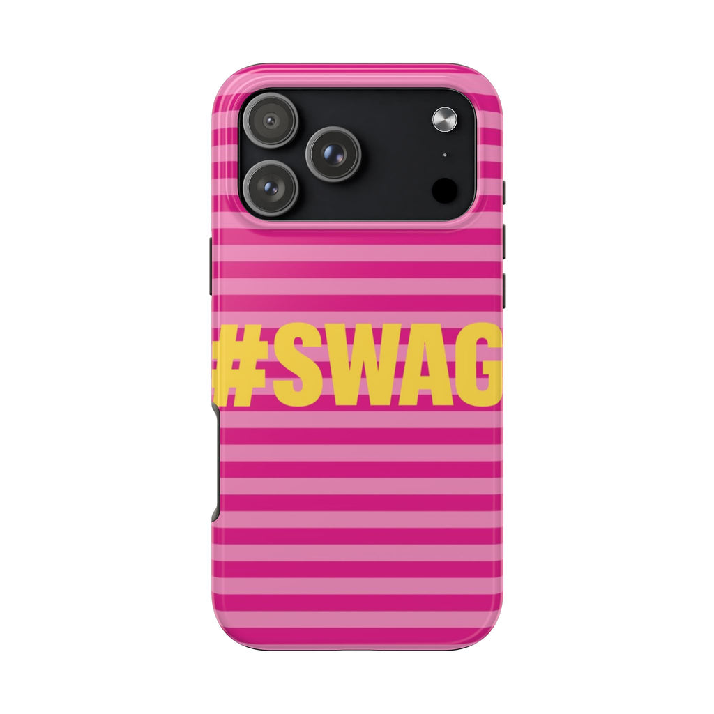 #SWAG Pink Striped Tough Phone Case