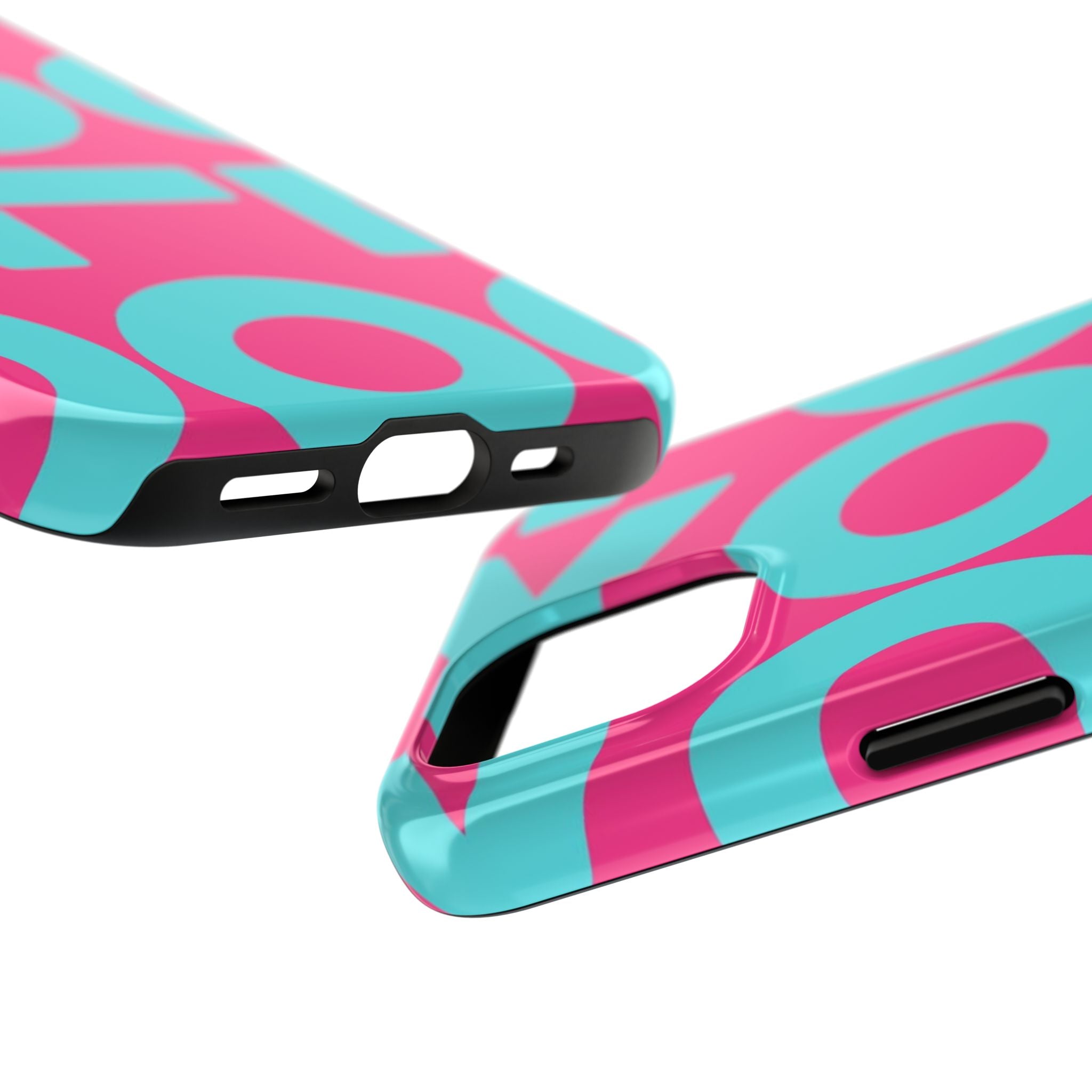 YOLO Tough Phone Case — Bold Pink & Teal Geometric Print
