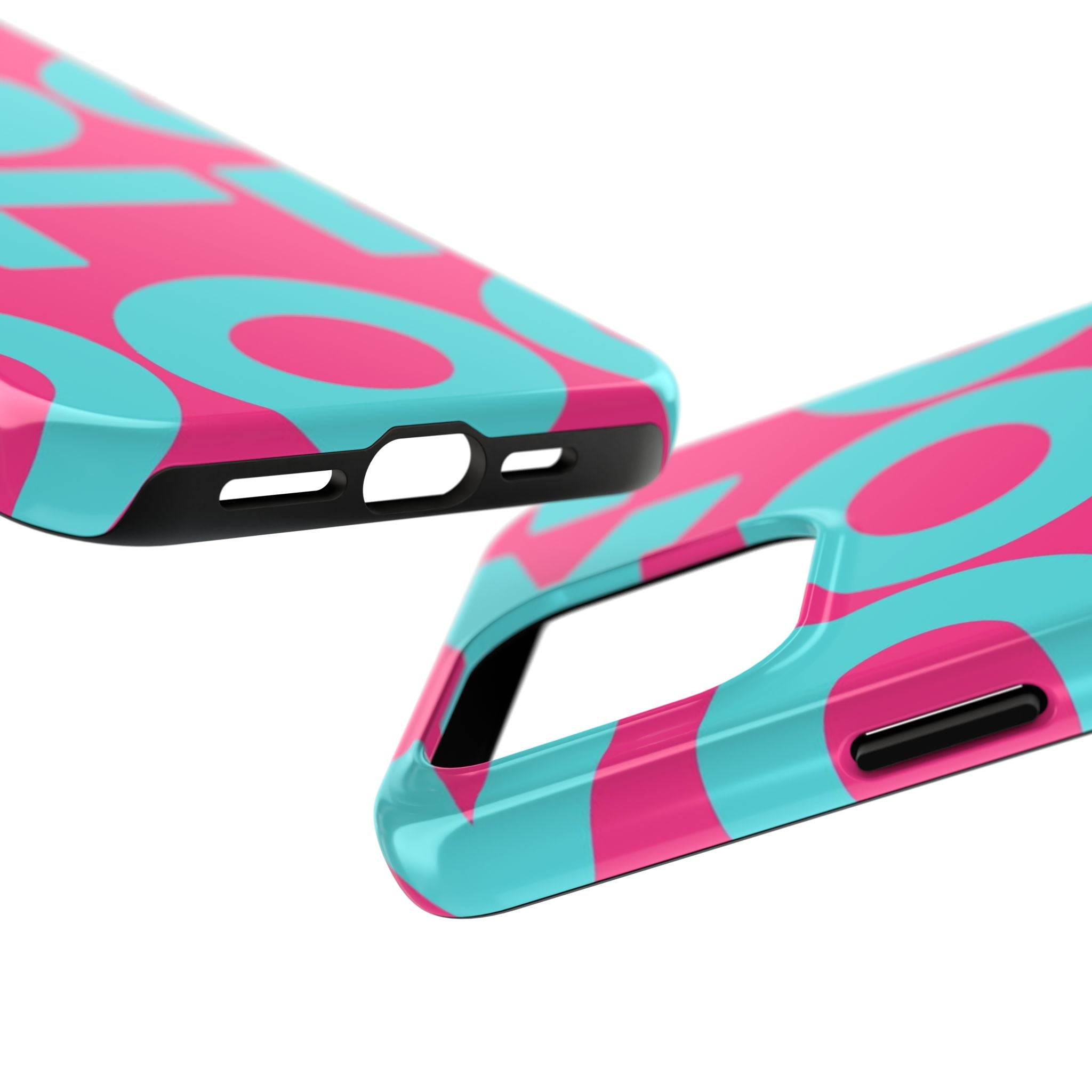 YOLO Tough Phone Case — Bold Pink & Teal Geometric Print