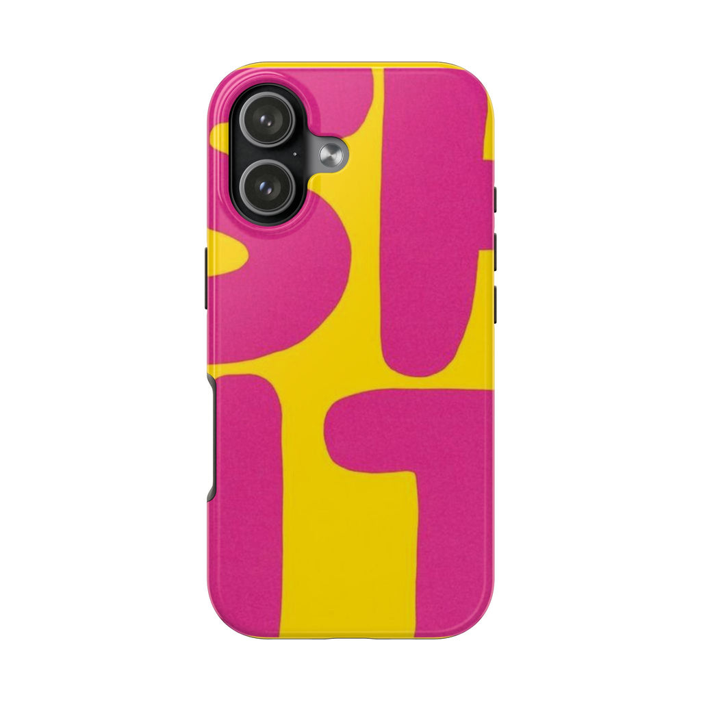SHIT Retro Abstract Tough Phone Case — Pink & Yellow Pop Art Design
