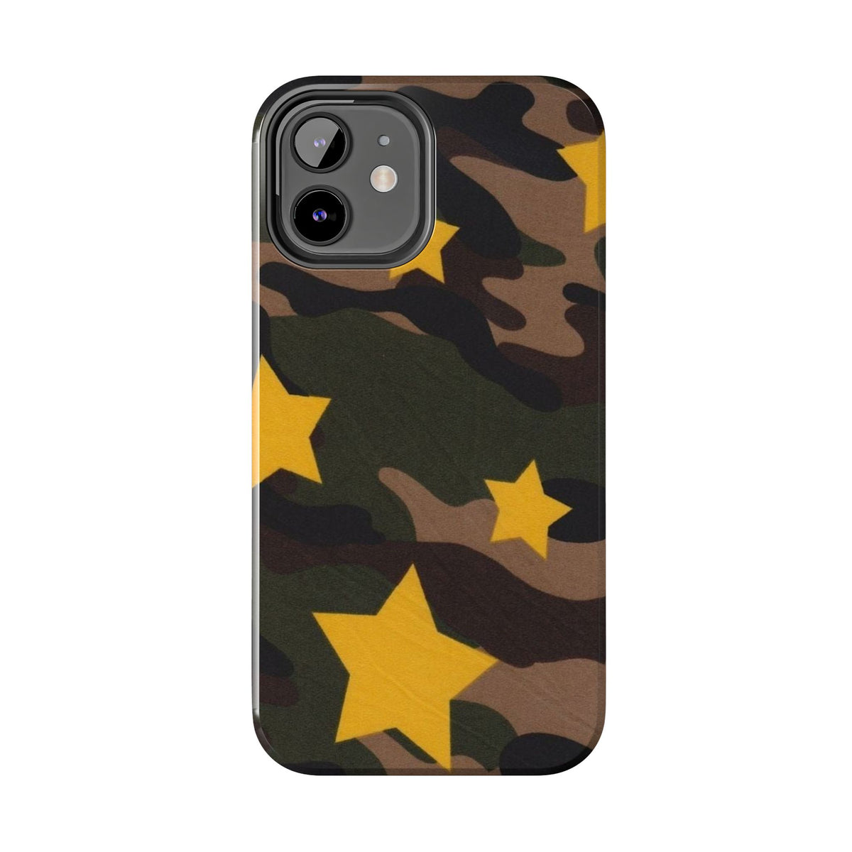 Camouflage Star Tough Phone Case — Military Camo Phone Cover with Yellow Stars