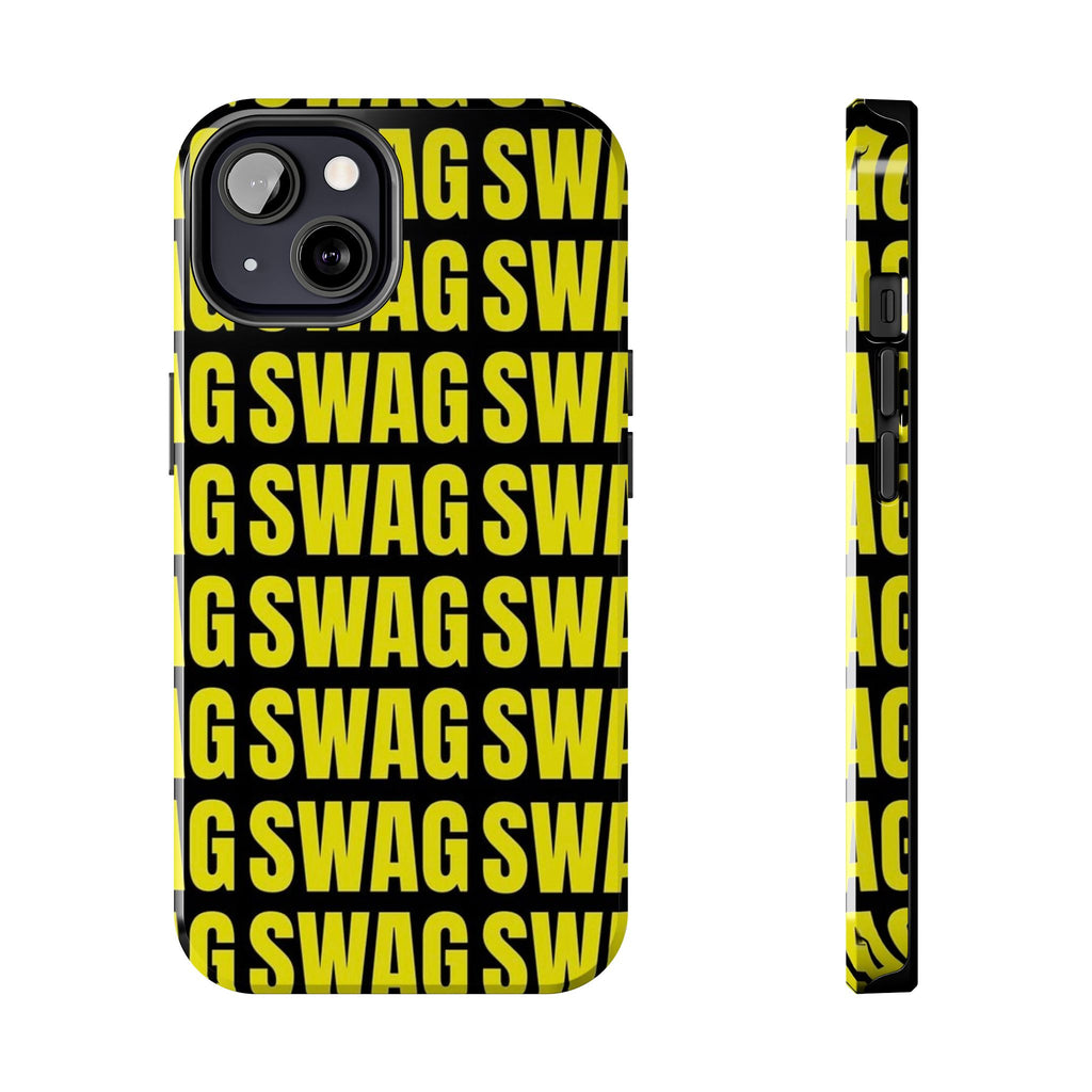 SWAG Pattern Tough Phone Case — Bold Yellow Text Protective Cover