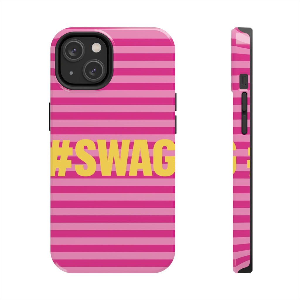 #SWAG Pink Striped Tough Phone Case