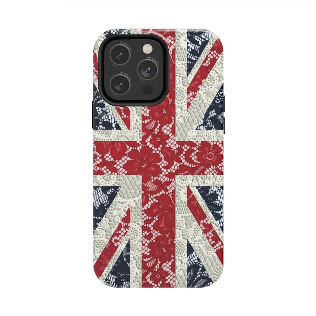 Union Jack Lace Tough Phone Case — British Flag Protective Phone Case