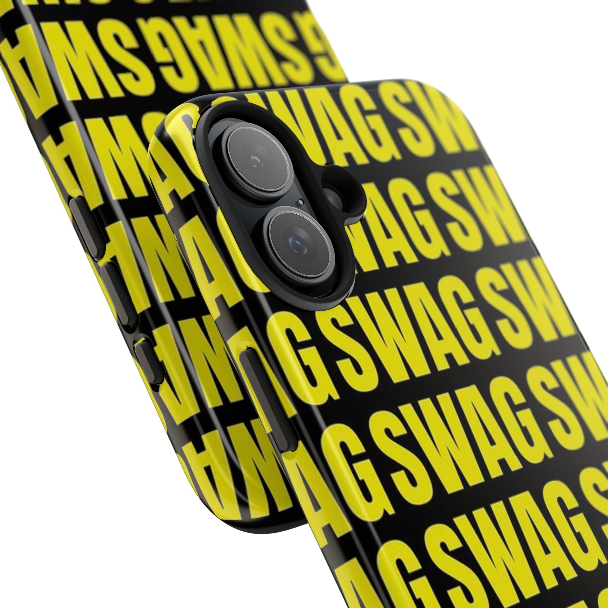 SWAG Pattern Tough Phone Case — Bold Yellow Text Protective Cover