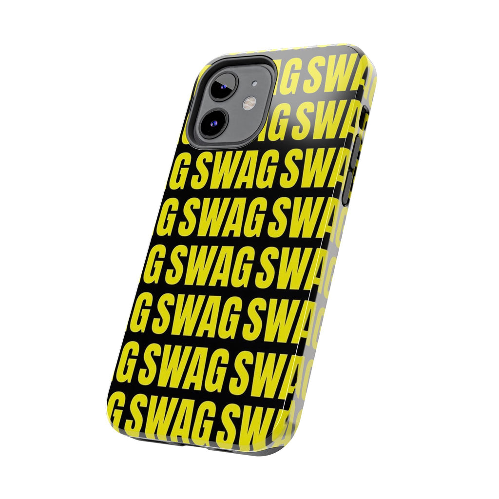 SWAG Pattern Tough Phone Case — Bold Yellow Text Protective Cover