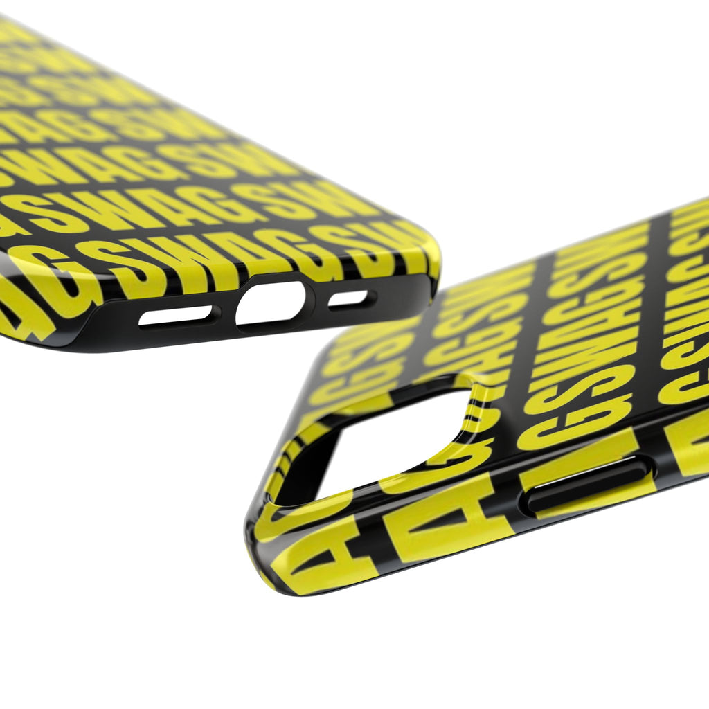 SWAG Pattern Tough Phone Case — Bold Yellow Text Protective Cover