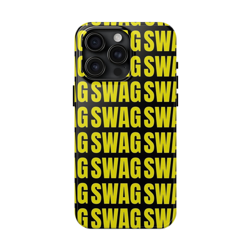 SWAG Pattern Tough Phone Case — Bold Yellow Text Protective Cover