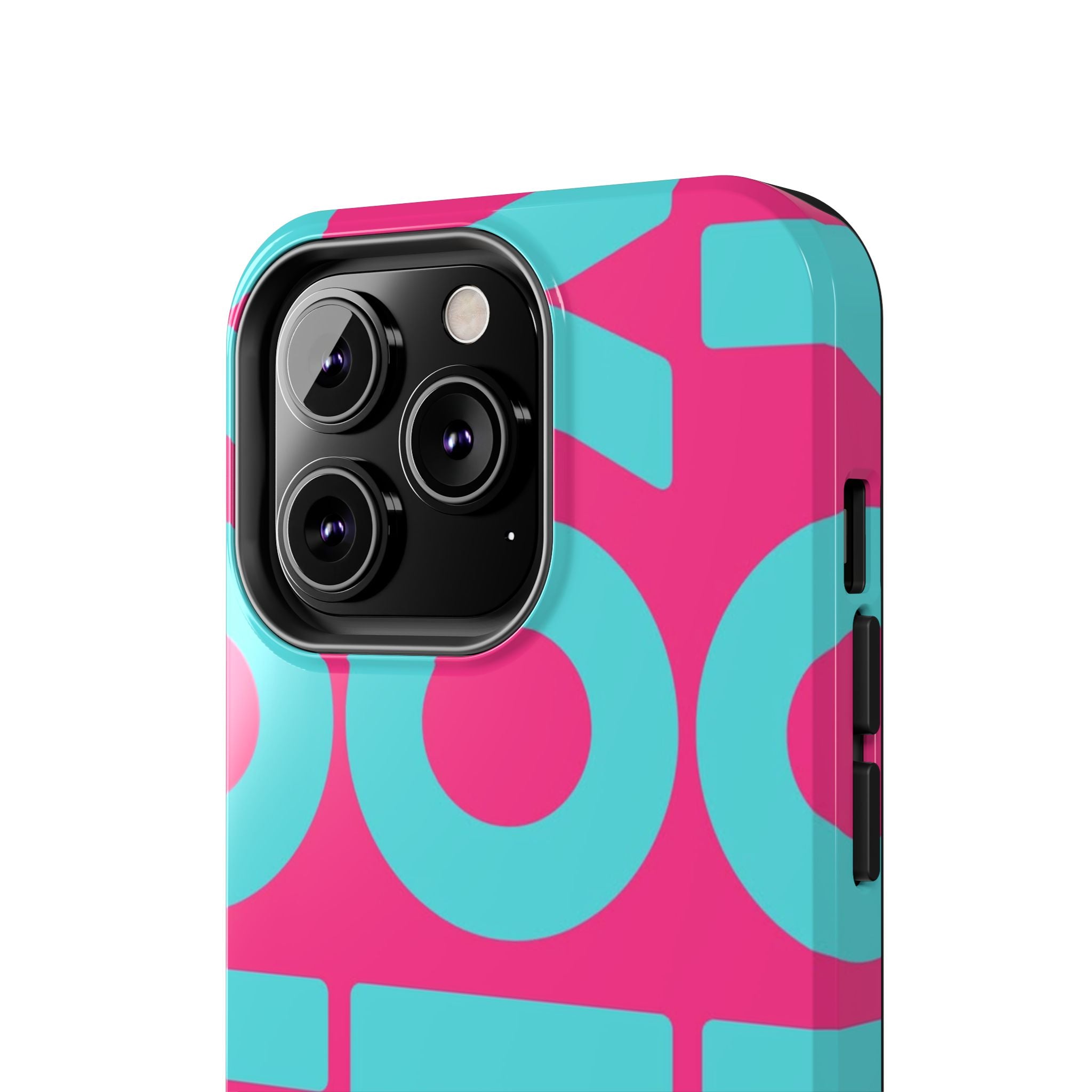 YOLO Tough Phone Case — Bold Pink & Teal Geometric Print