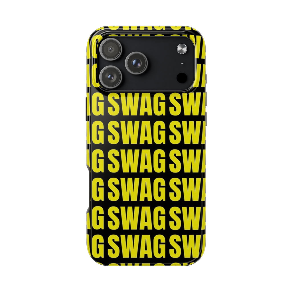 SWAG Pattern Tough Phone Case — Bold Yellow Text Protective Cover