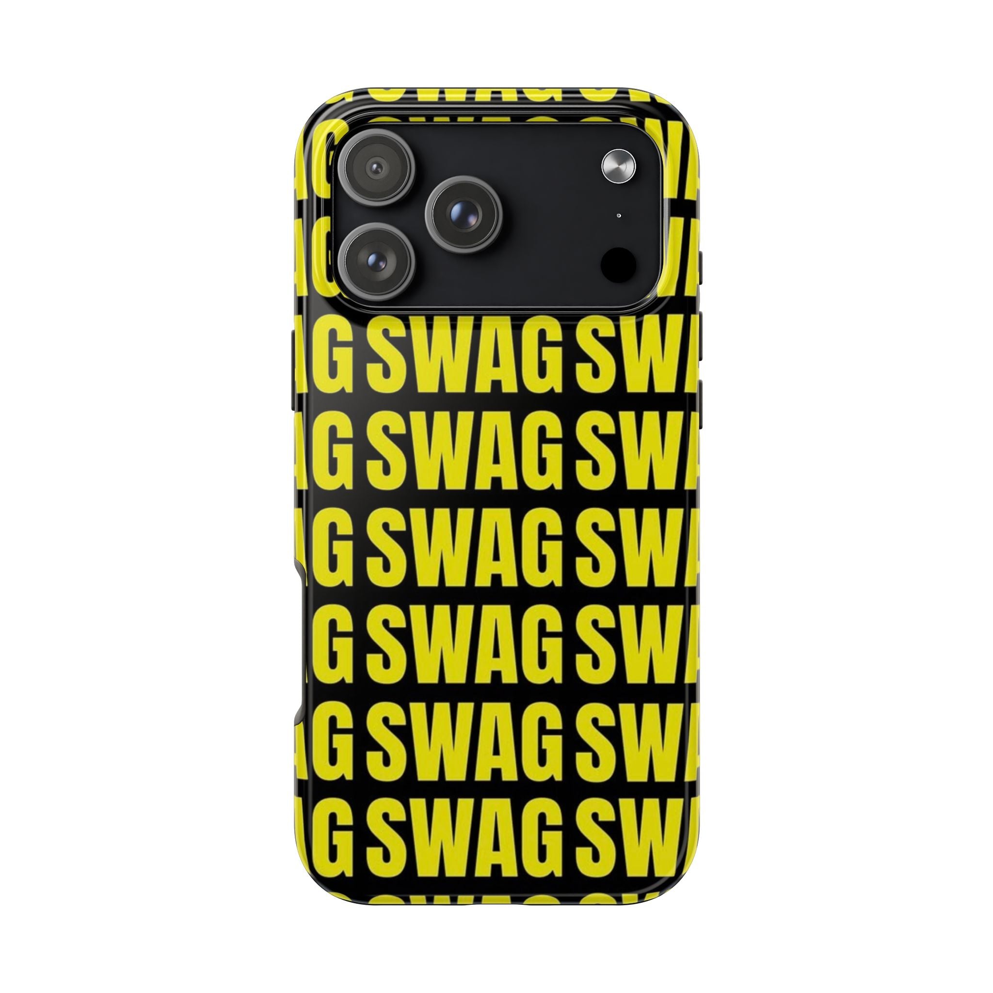 SWAG Pattern Tough Phone Case — Bold Yellow Text Protective Cover