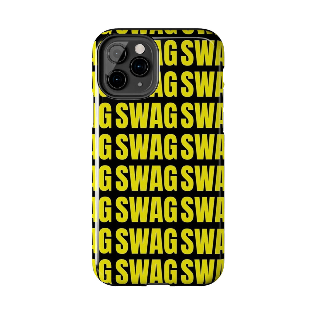 SWAG Pattern Tough Phone Case — Bold Yellow Text Protective Cover