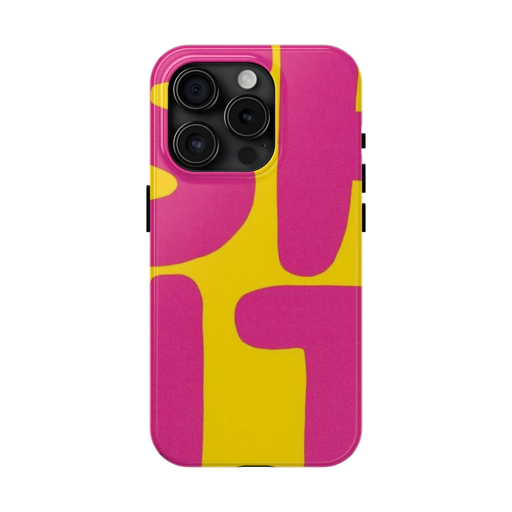 SHIT Retro Abstract Tough Phone Case — Pink & Yellow Pop Art Design
