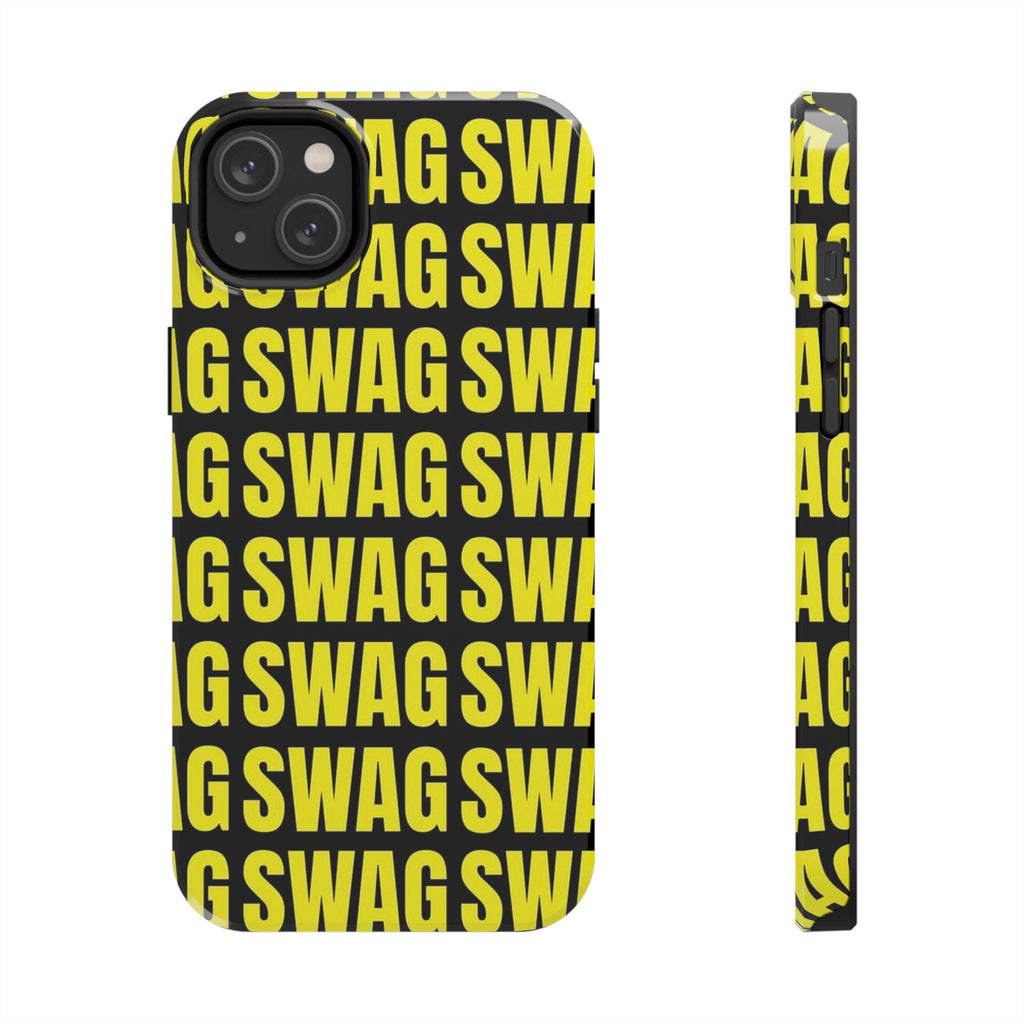 SWAG Pattern Tough Phone Case — Bold Yellow Text Protective Cover