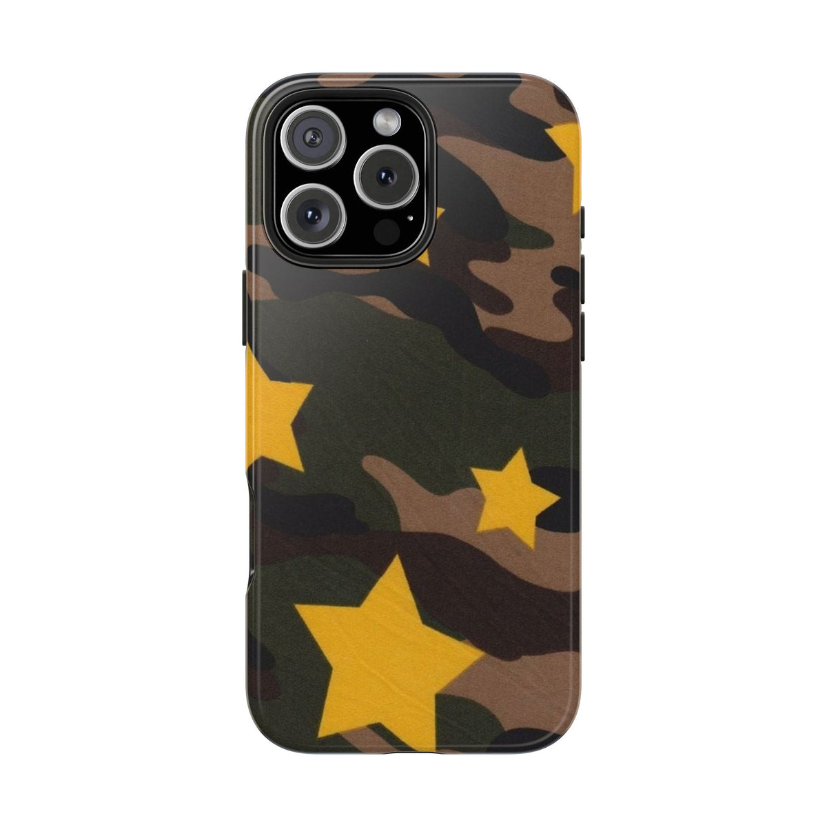 Camouflage Star Tough Phone Case — Military Camo Phone Cover with Yellow Stars