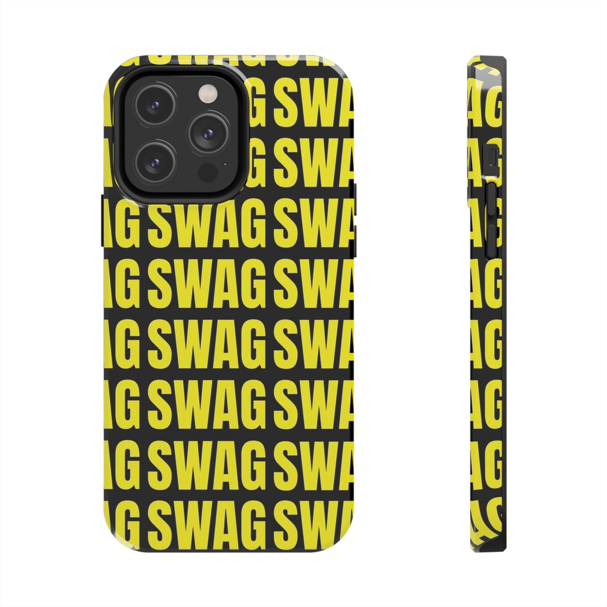 SWAG Pattern Tough Phone Case — Bold Yellow Text Protective Cover
