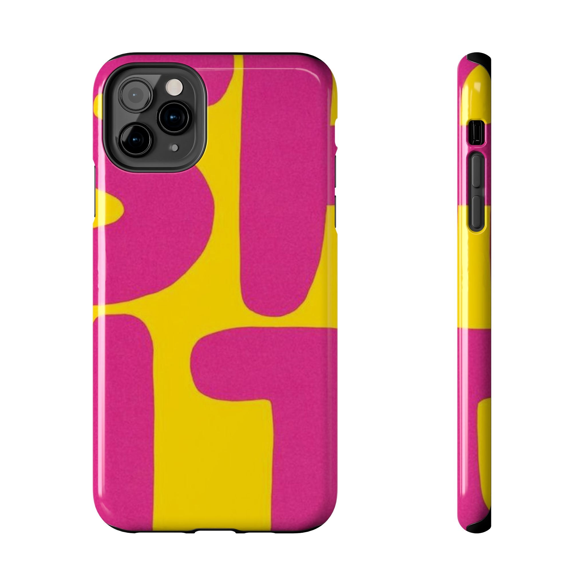 SHIT Retro Abstract Tough Phone Case — Pink & Yellow Pop Art Design