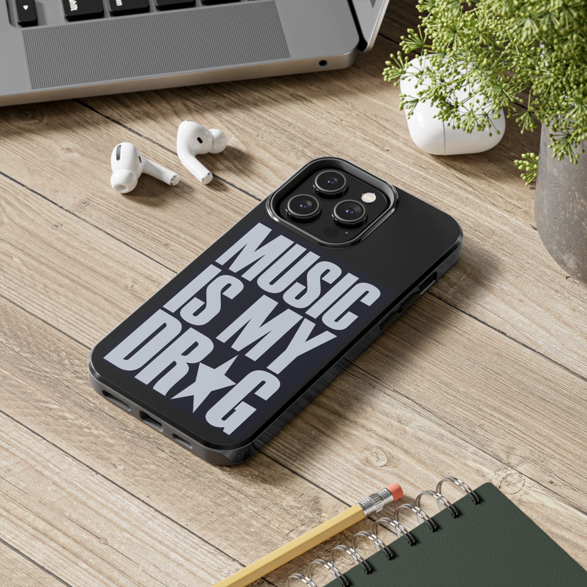 Phone Case — "Music Is My Drg" Bold Typography Protective Case