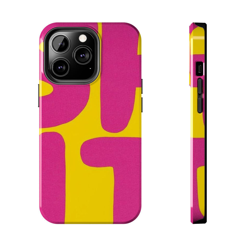 SHIT Retro Abstract Tough Phone Case — Pink & Yellow Pop Art Design