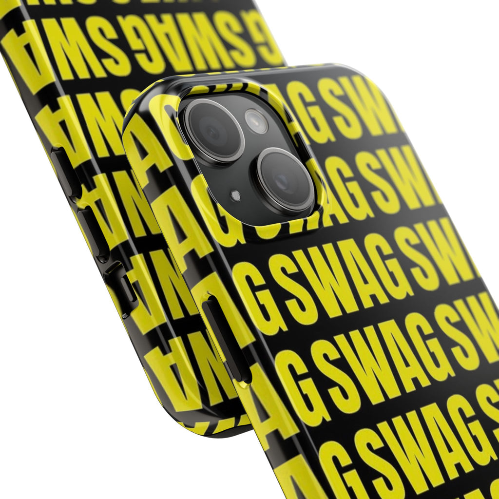 SWAG Pattern Tough Phone Case — Bold Yellow Text Protective Cover