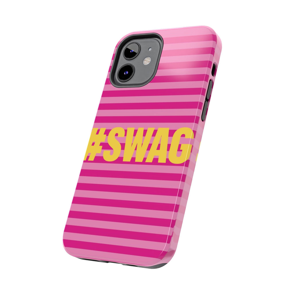 #SWAG Pink Striped Tough Phone Case