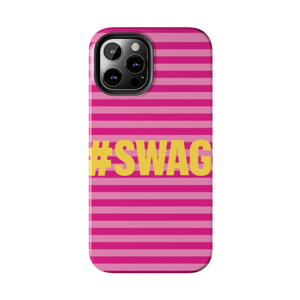 #SWAG Pink Striped Tough Phone Case