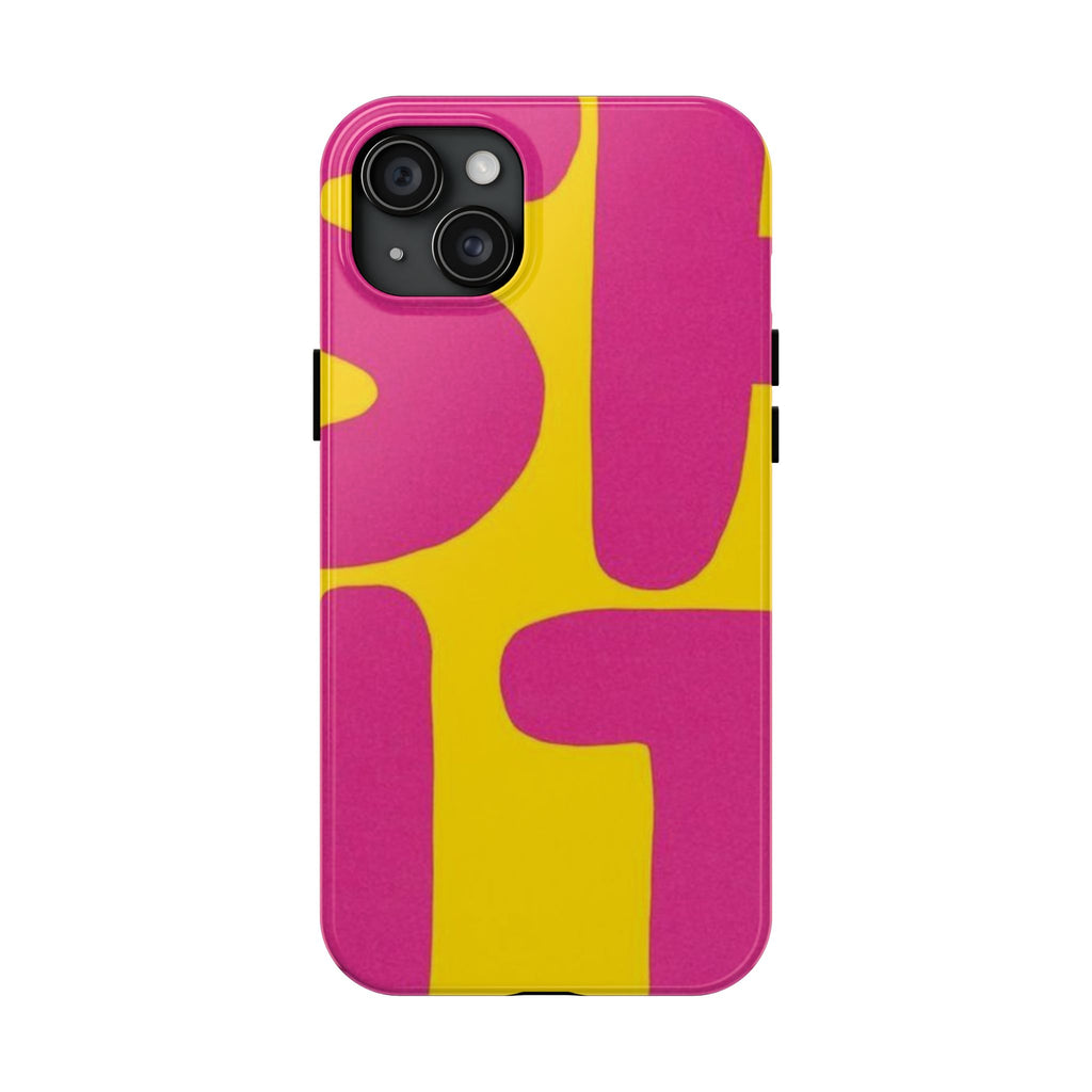 SHIT Retro Abstract Tough Phone Case — Pink & Yellow Pop Art Design