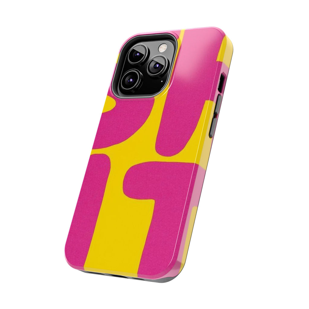 SHIT Retro Abstract Tough Phone Case — Pink & Yellow Pop Art Design