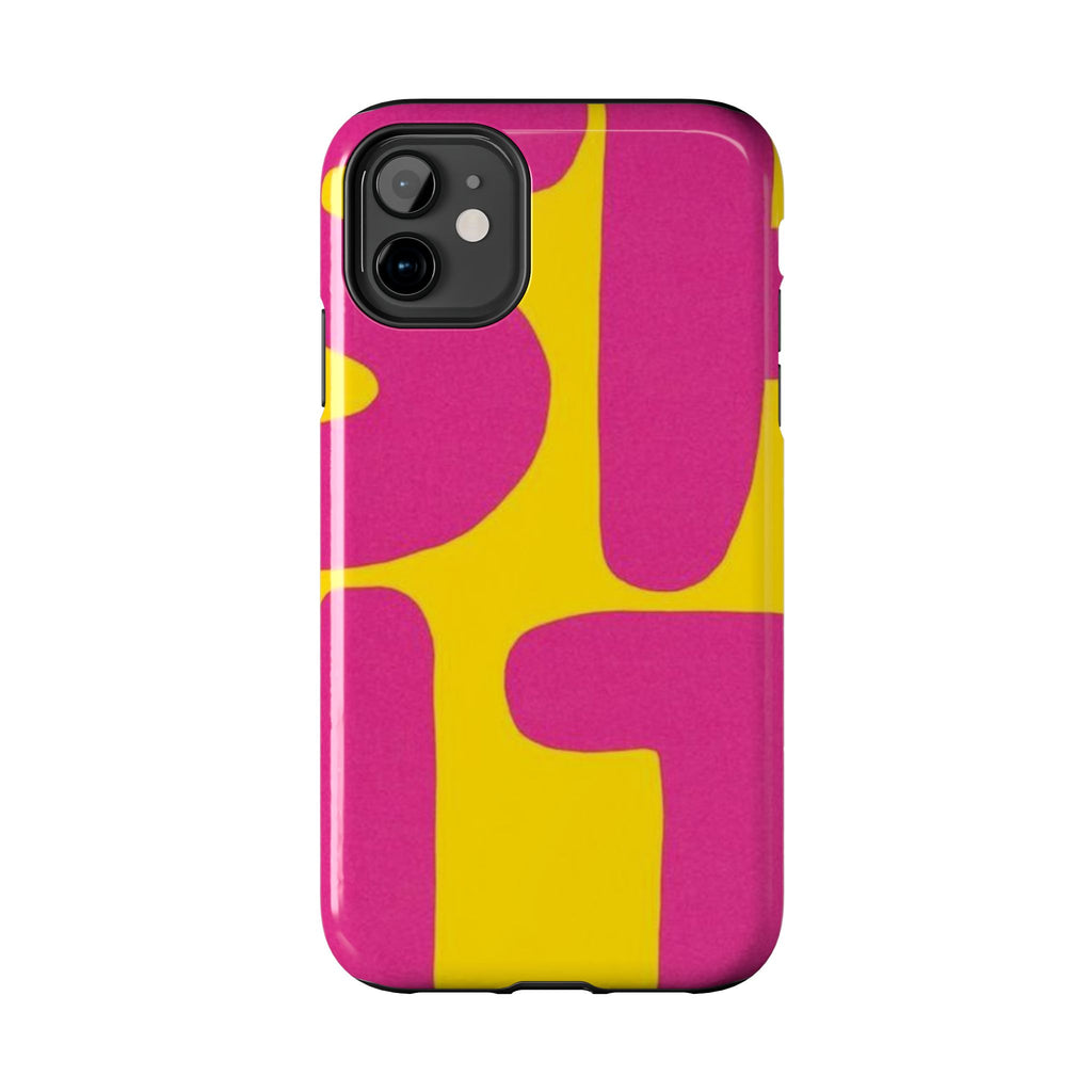 SHIT Retro Abstract Tough Phone Case — Pink & Yellow Pop Art Design