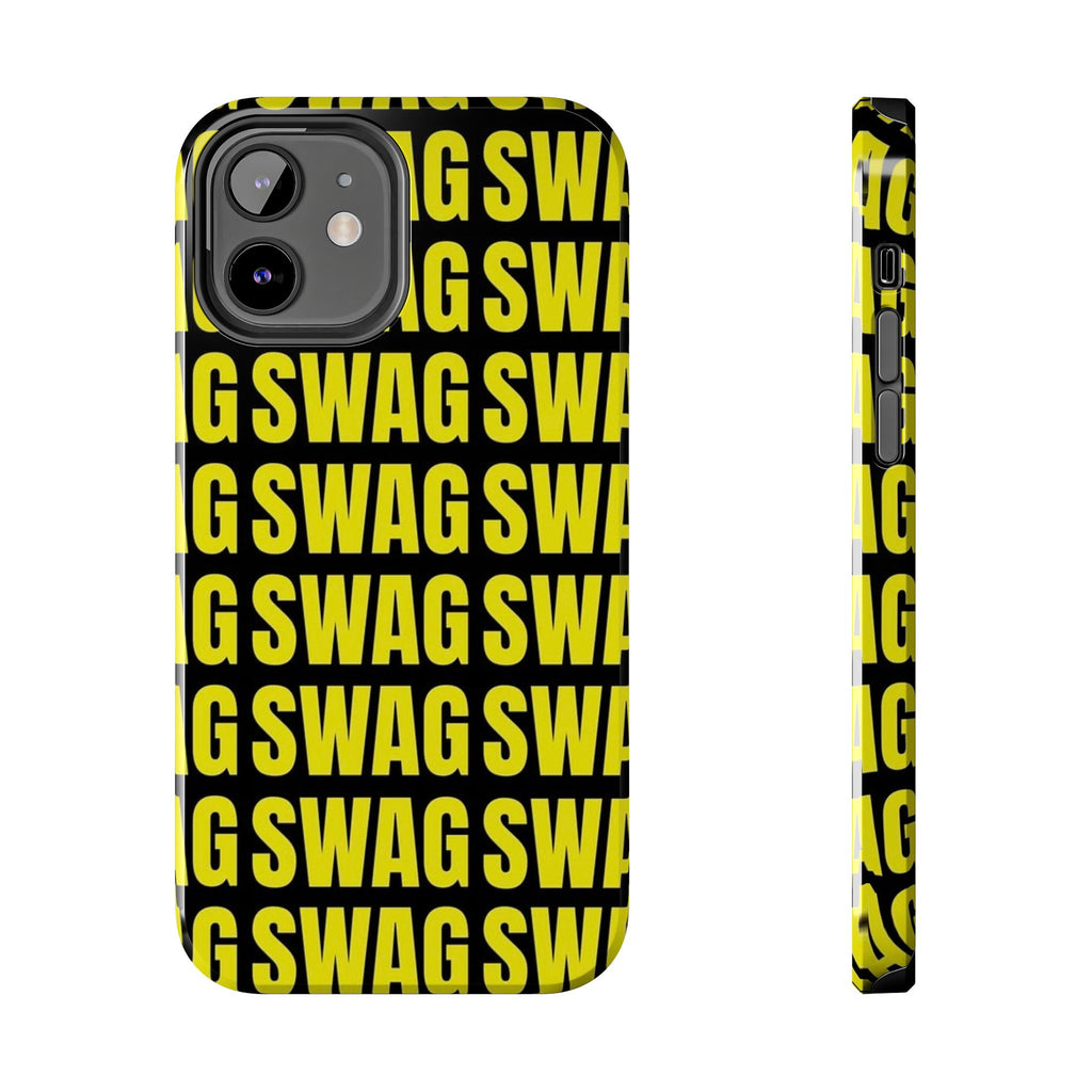 SWAG Pattern Tough Phone Case — Bold Yellow Text Protective Cover