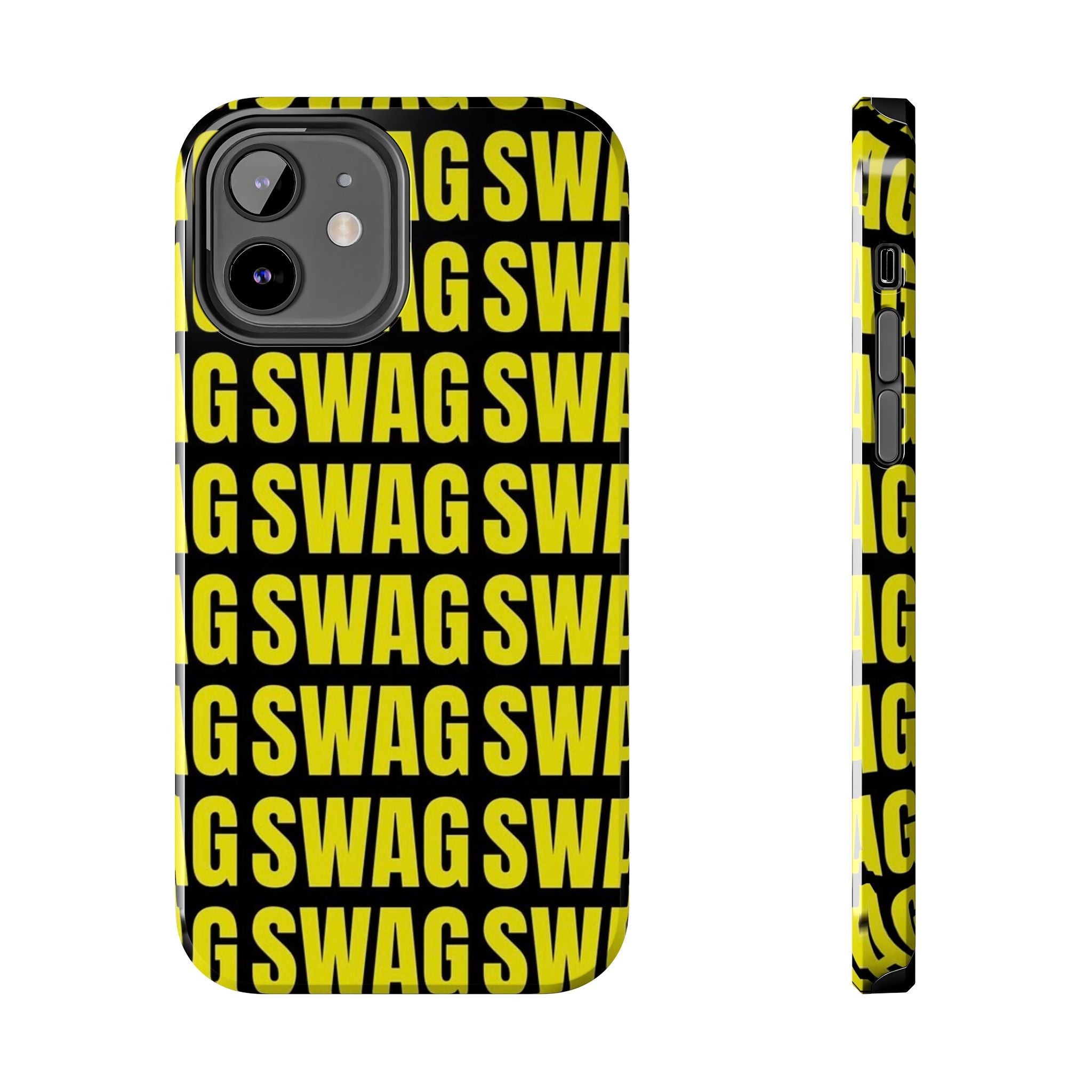 SWAG Pattern Tough Phone Case — Bold Yellow Text Protective Cover