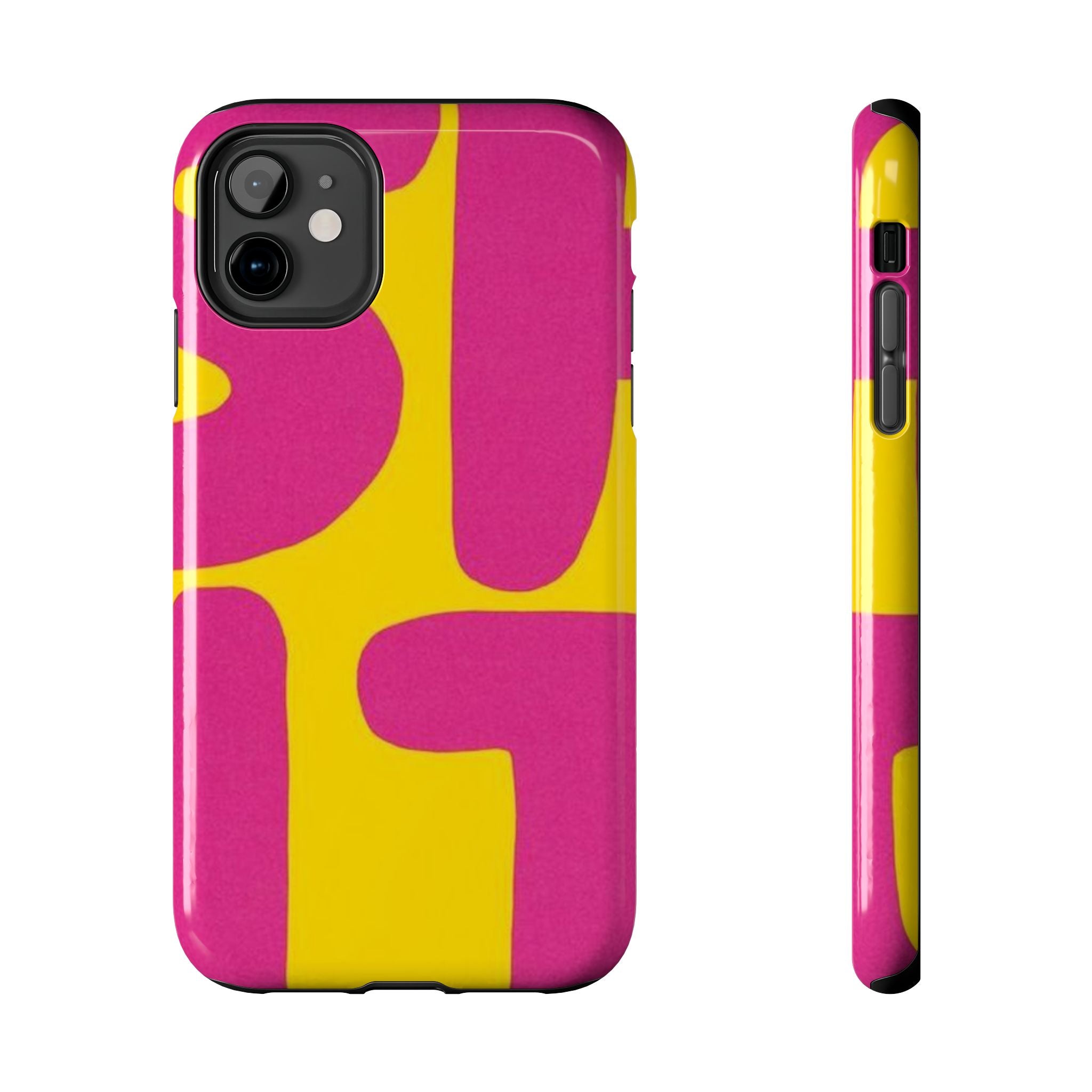 SHIT Retro Abstract Tough Phone Case — Pink & Yellow Pop Art Design