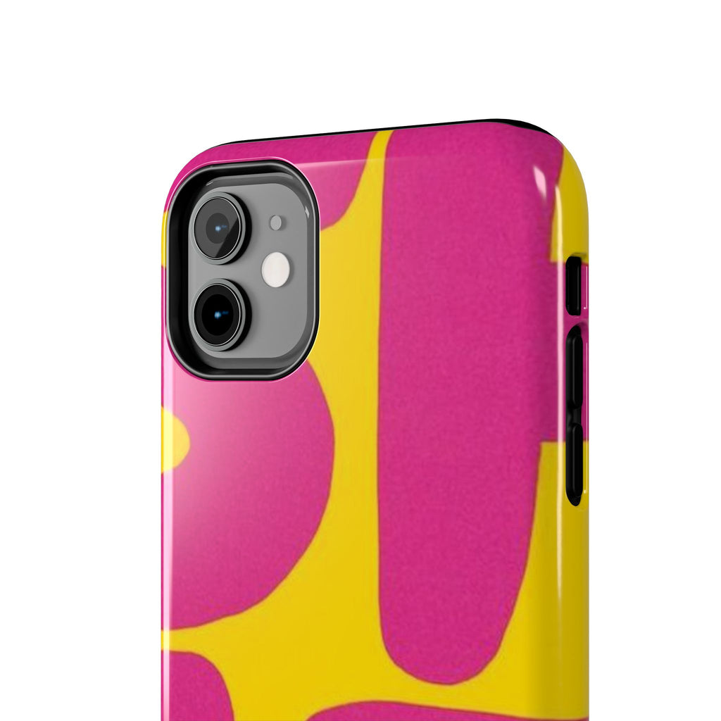 SHIT Retro Abstract Tough Phone Case — Pink & Yellow Pop Art Design