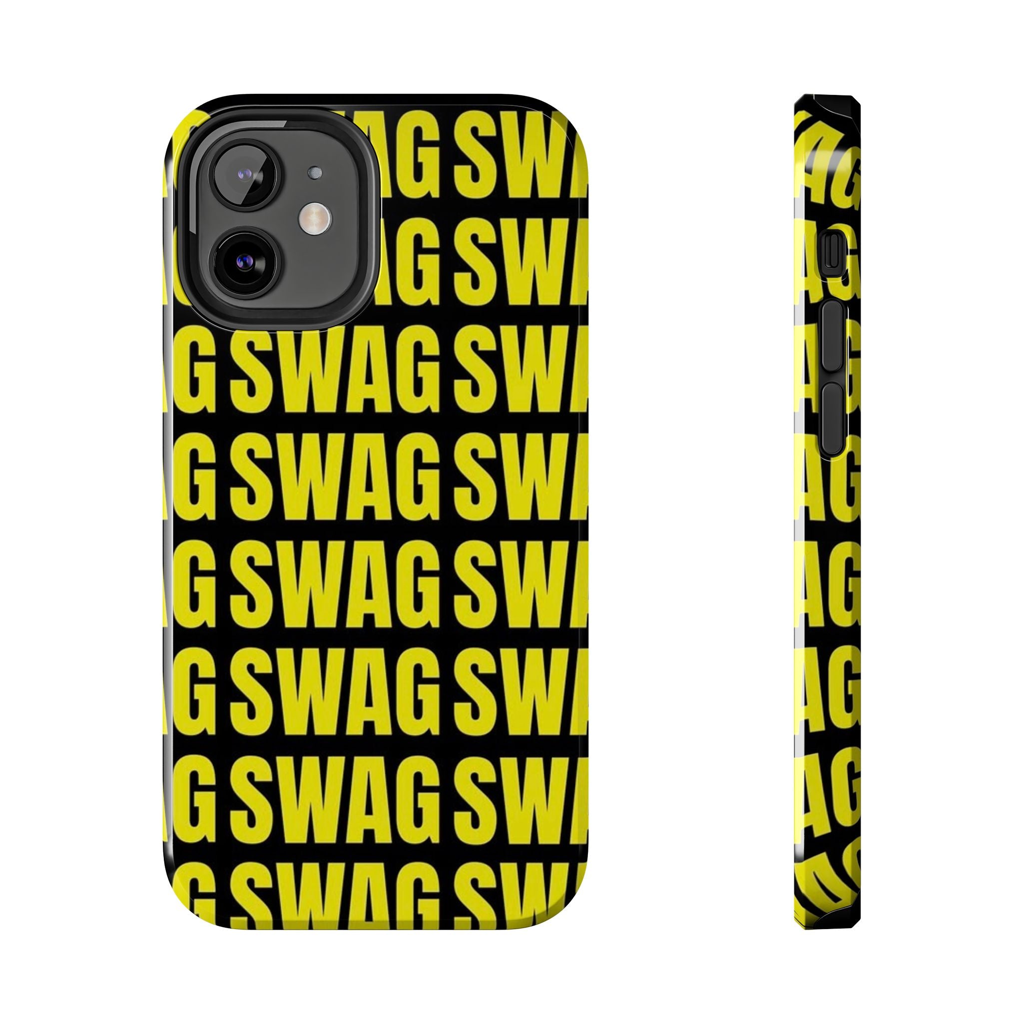 SWAG Pattern Tough Phone Case — Bold Yellow Text Protective Cover