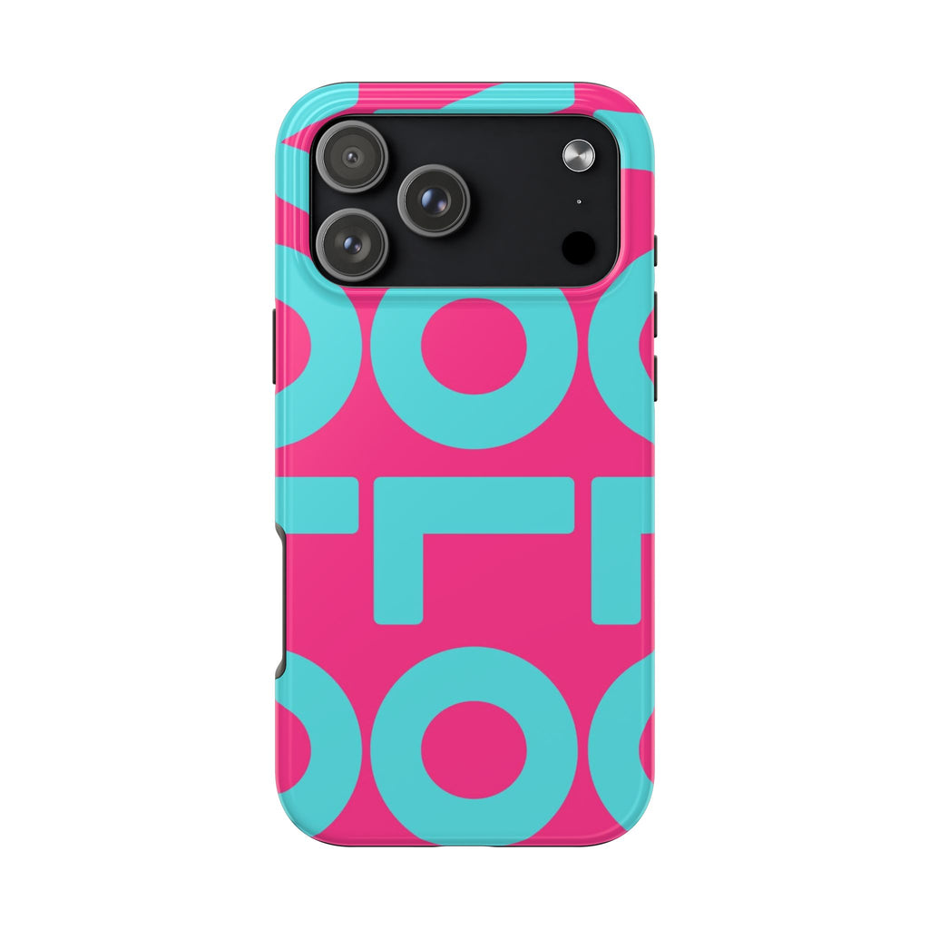 YOLO Tough Phone Case — Bold Pink & Teal Geometric Print