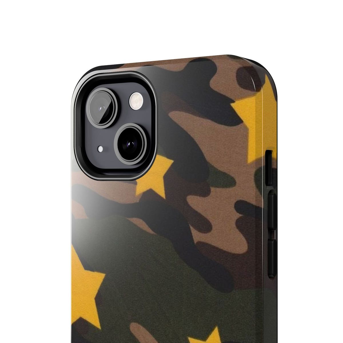 Camouflage Star Tough Phone Case — Military Camo Phone Cover with Yellow Stars