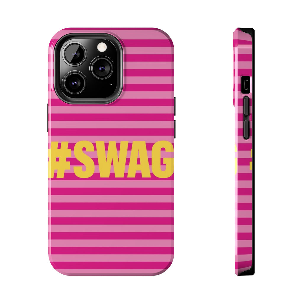 #SWAG Pink Striped Tough Phone Case