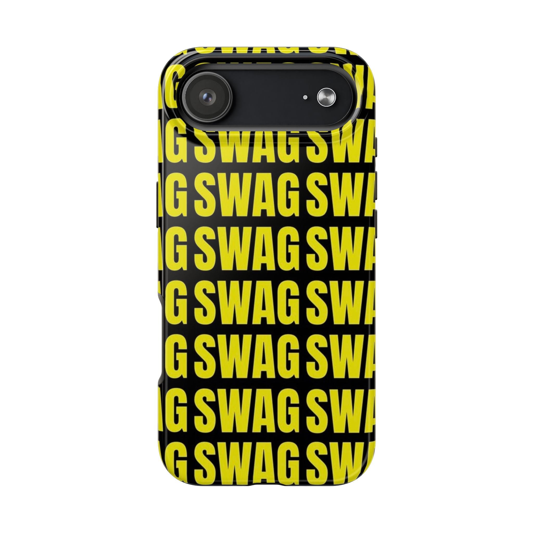 SWAG Pattern Tough Phone Case — Bold Yellow Text Protective Cover