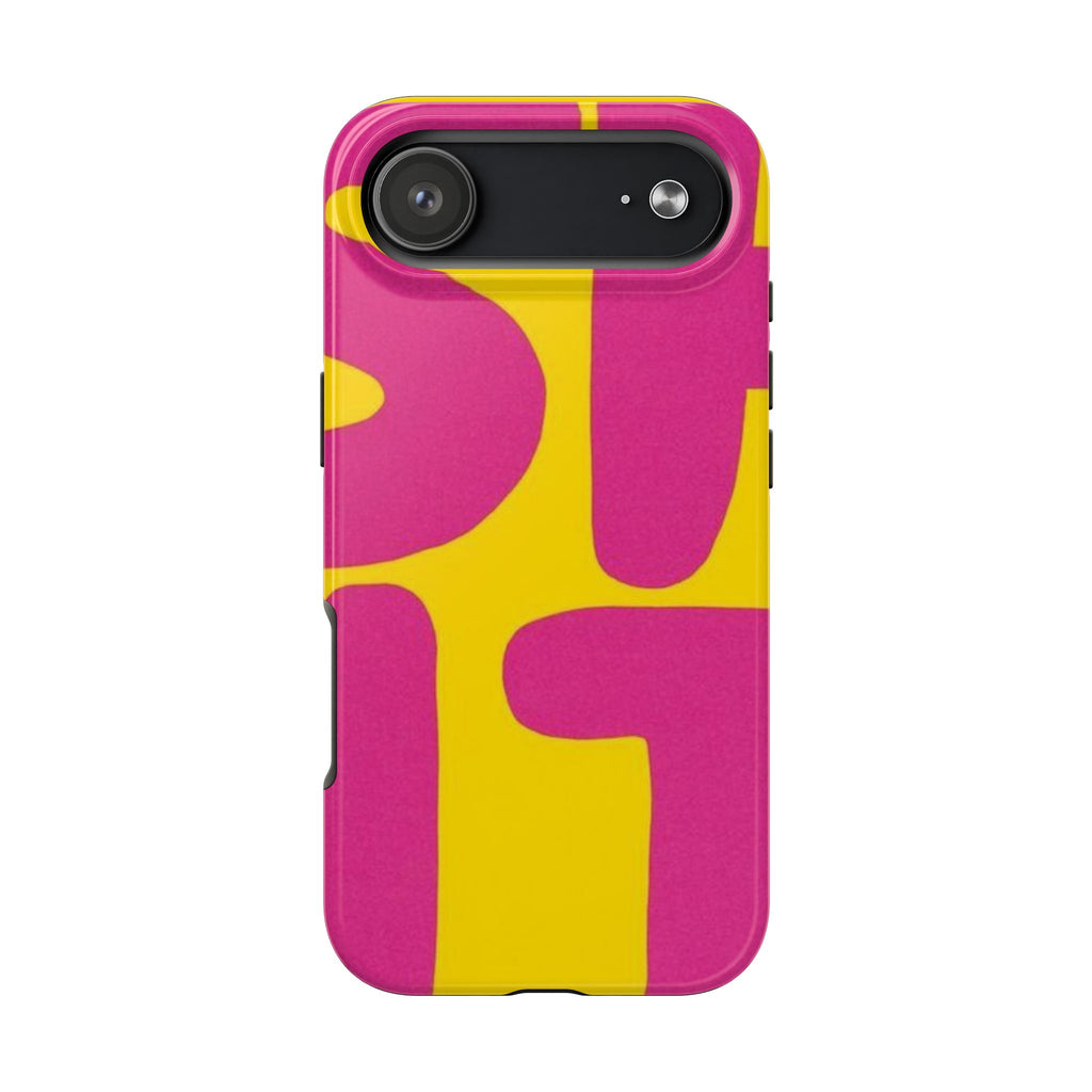 SHIT Retro Abstract Tough Phone Case — Pink & Yellow Pop Art Design